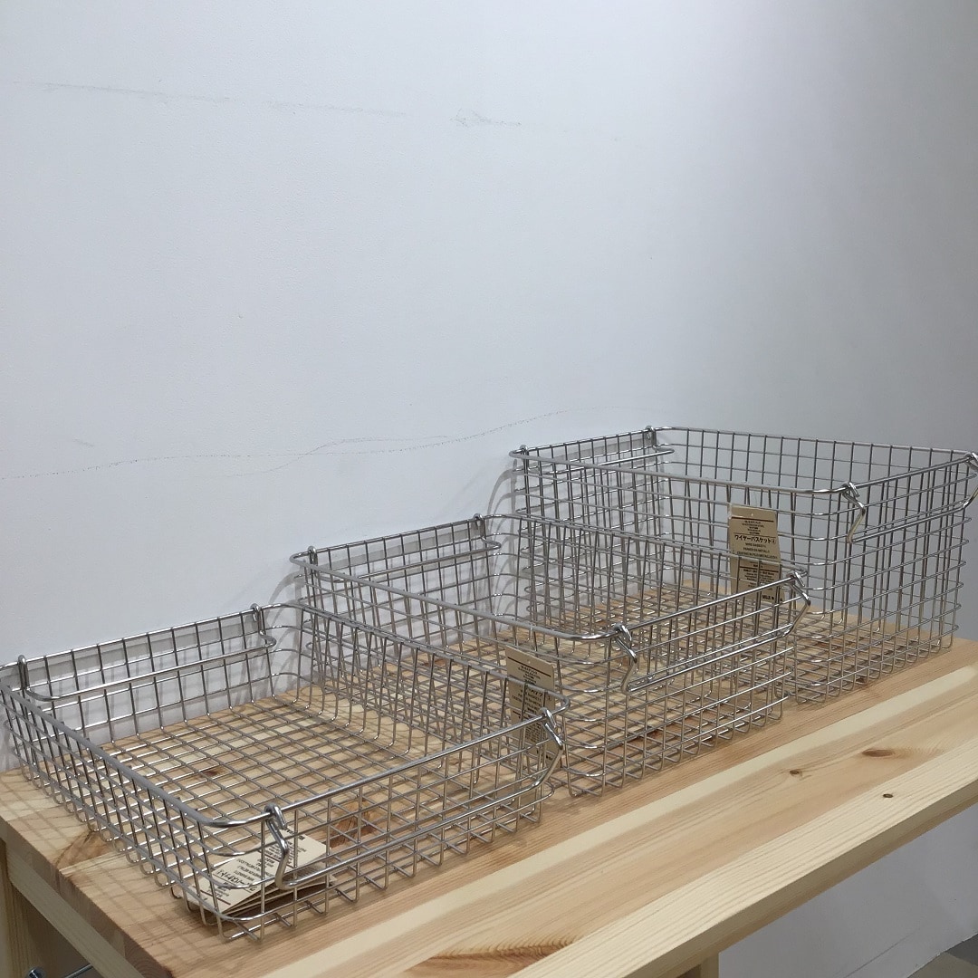 使用済みキャンドル＋MUJI ステンレスワイヤーバスケット イオンモール旭川西】アウトドアに、ステンレスワイヤーバスケット